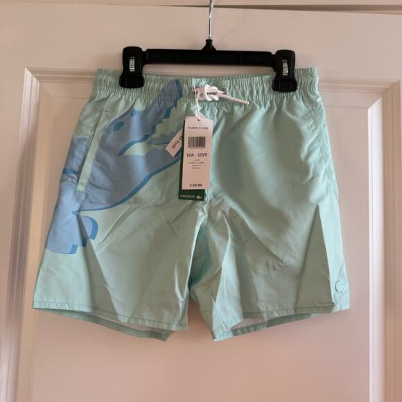 Lacoste Boys Crocodile Logo Print Light Swimming Trunks - Picture 3 of 5